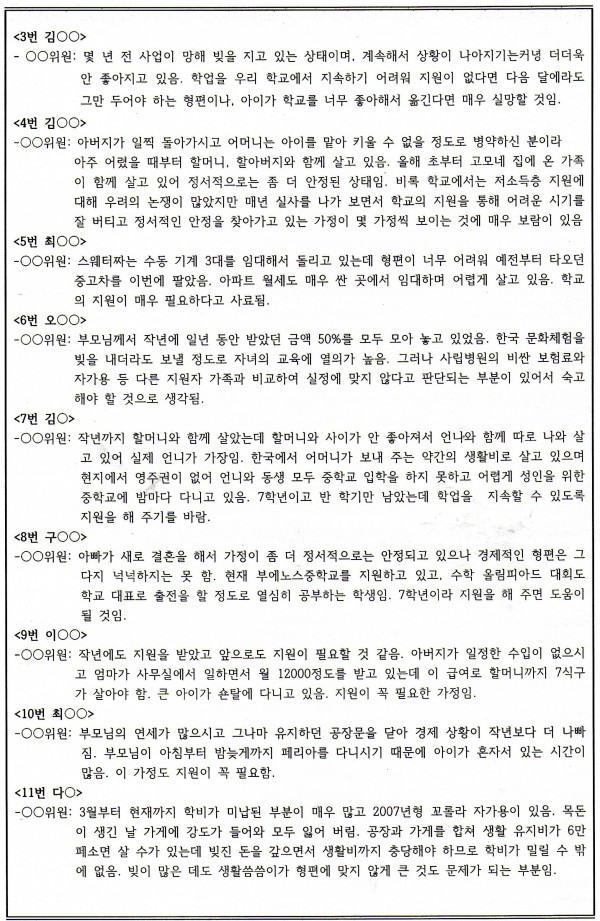 운영위원회 회의록 7.17-2.jpg : 제4기 제5회 운영위 회의록(저소득층 지원)